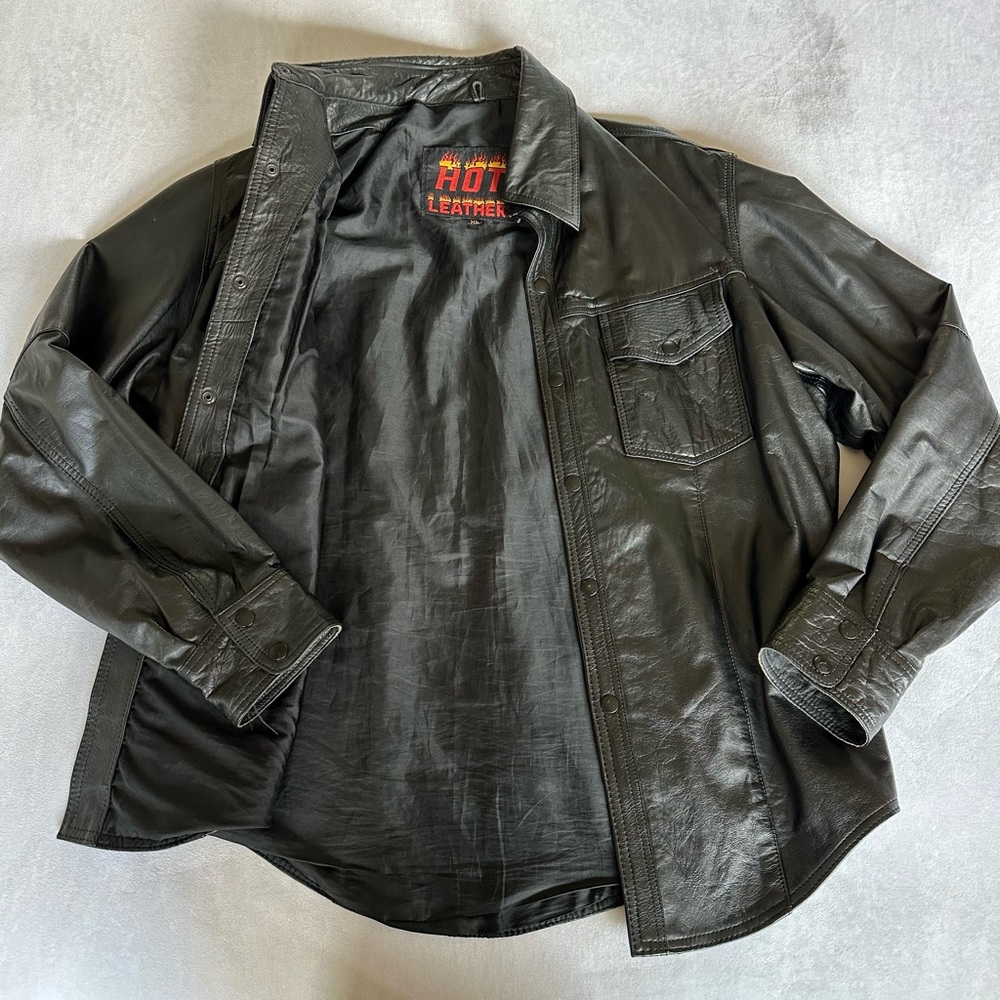 Hot Leather Women's Black Leather Jacket Shirt